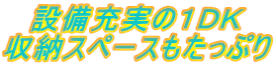 設備充実の１ＤＫ 収納スペースもたっぷり 